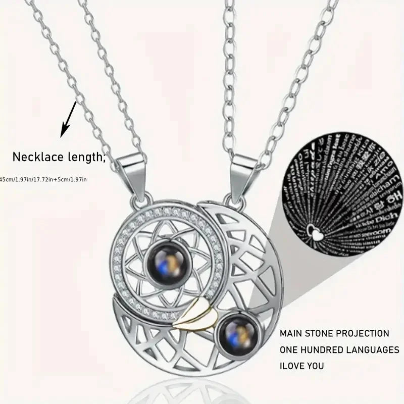 Collar Sol Y Luna Con 100 Idiomas
