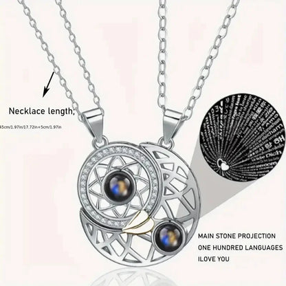 Collar Sol Y Luna Con 100 Idiomas